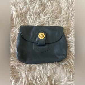 Marc By Marc Jacobs Black Leather Wristlet with Gold Accent